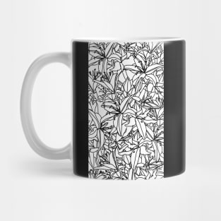 Stargazer Lily Flowers Line Drawing Black and White Mug